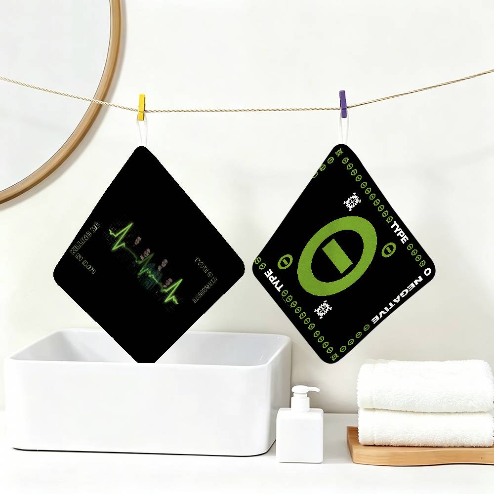 Commercial Printing Types - ロックバンド T-Type O N-Negative ポリエステル綿製ハンドワイピングタオル 吊り下げループ付き、軽量で家庭用および業務用に最適
