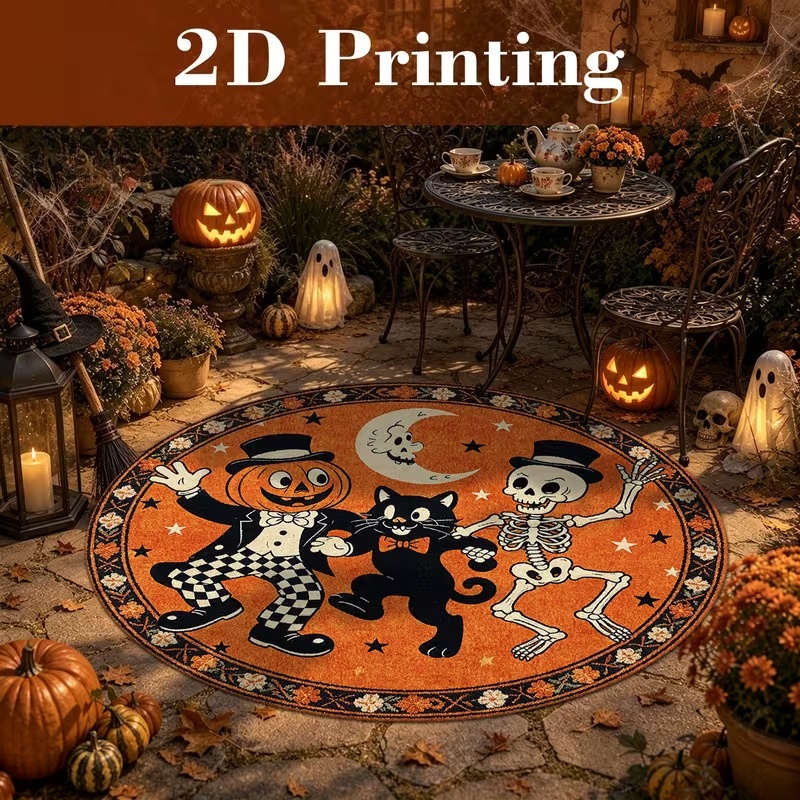 3Dイリュージョンスカルキャンドルピット円形フロアラグ、不気 - Commercial Wall Printing Machine のレビューと価格